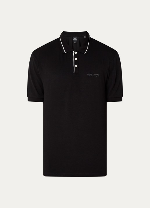 Armani Regular fit polo met logo - voorkant 3 zwart