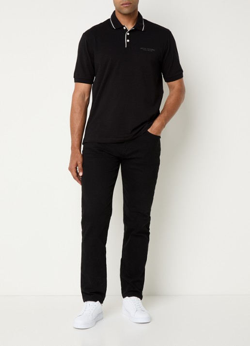 Armani Regular fit polo met logo - voorkant 4 zwart