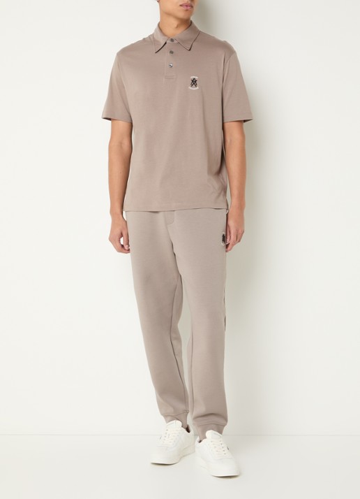 Armani Regular fit polo met logo - voorkant 3 zand