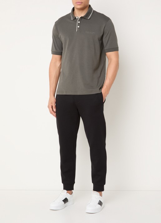 Armani Regular fit polo met logo - voorkant 3 donkergrijs