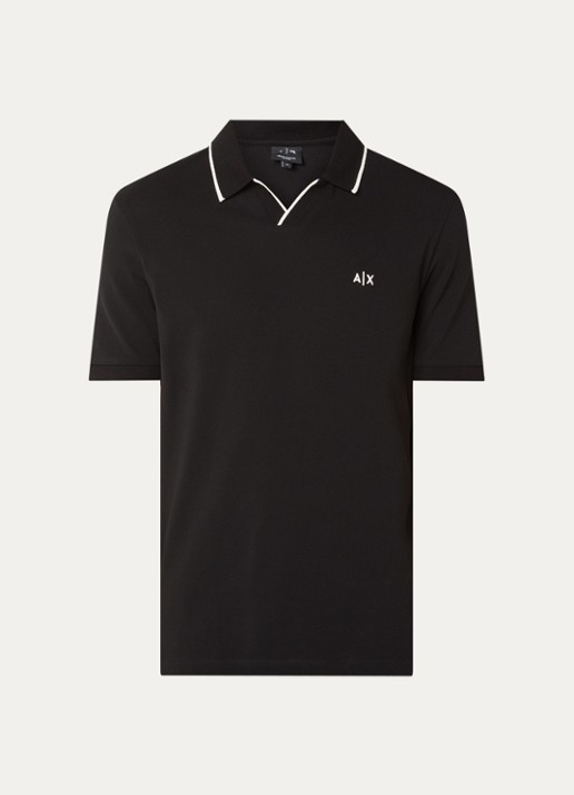 Armani Regular fit polo met logo - voorkant 2 zwart