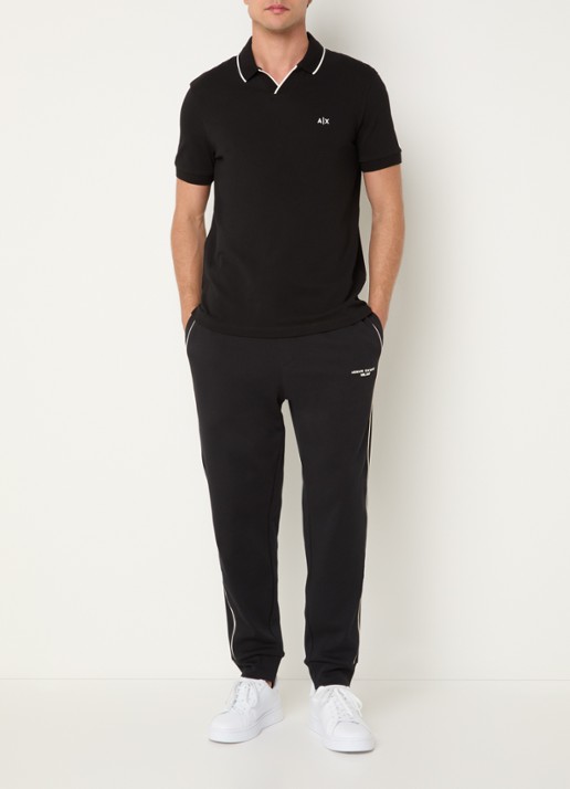 Armani Regular fit polo met logo - voorkant 3 zwart