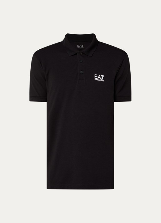 Armani Regular fit polo met logo - voorkant zwart