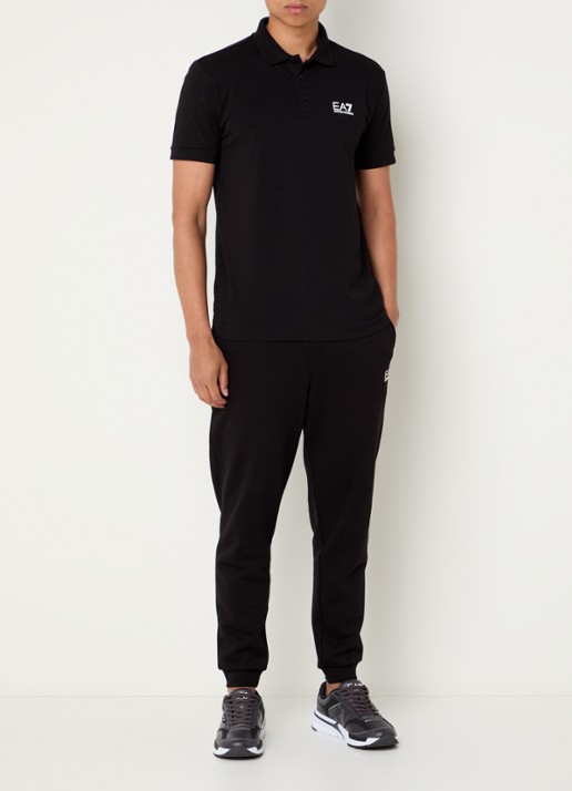 Armani Regular fit polo met logo - voorkant 2 zwart