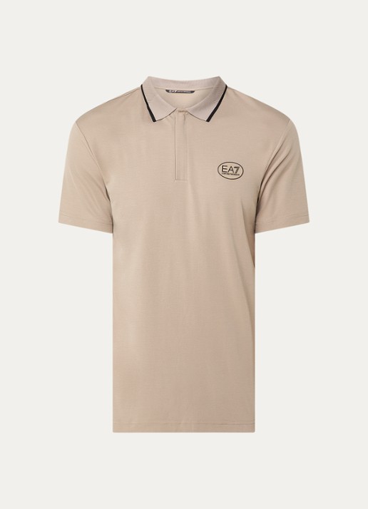 Armani Regular fit polo met logo - voorkant taupe