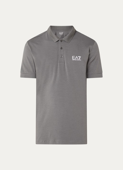 Armani Regular fit polo met logo - voorkant 3 donkergrijs