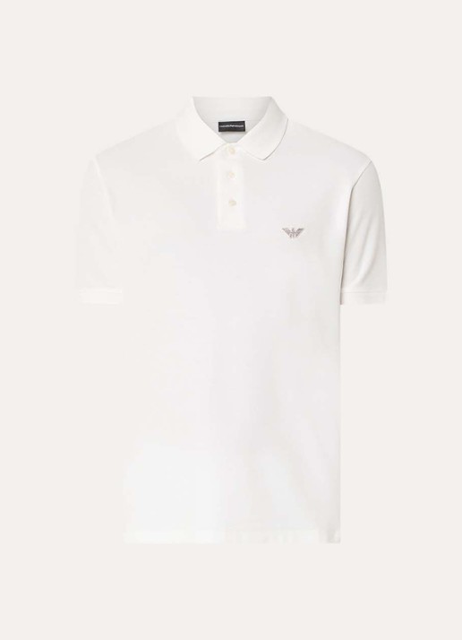 Armani Regular fit polo met logo - voorkant 2 wit