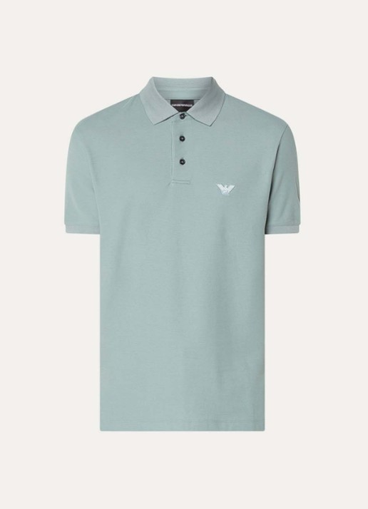 Armani Regular fit polo met logo - voorkant blauwgrijs