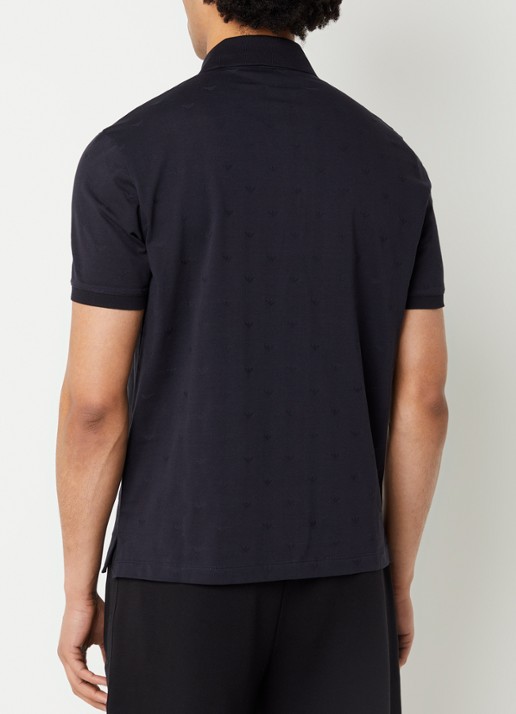 Armani Regular fit polo met logo - achterkant donkerblauw