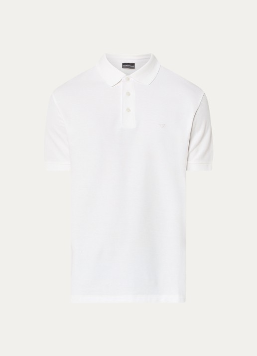 Armani Regular fit polo met logo - voorkant 3 gebroken wit