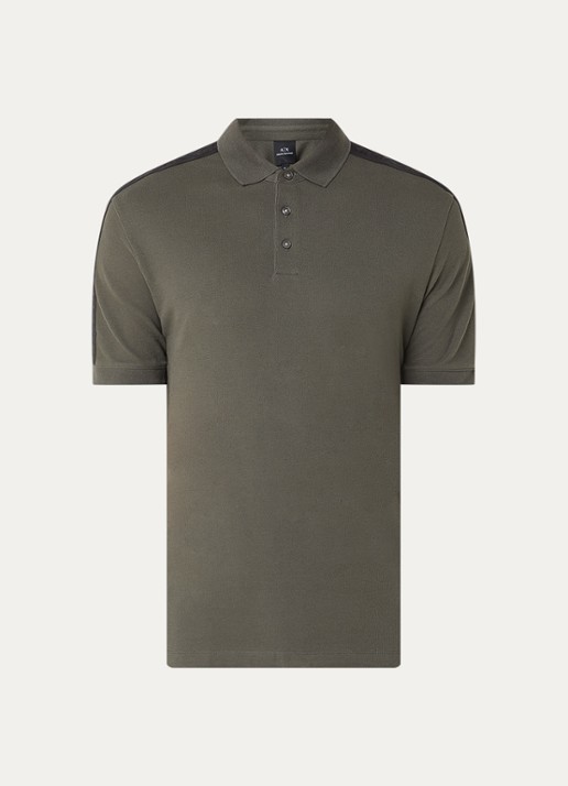 Armani Regular fit polo met logoband - voorkant 2 bronsgroen