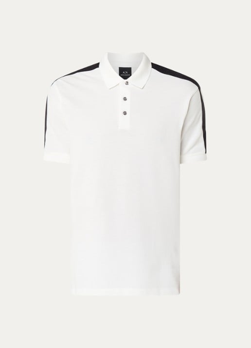 Armani Regular fit polo met logoband - voorkant gebroken wit