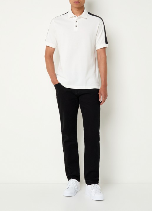 Armani Regular fit polo met logoband - voorkant 2 gebroken wit