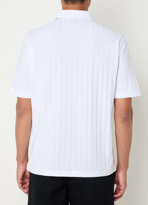 Armani Regular fit polo met logoborduring - achterkant 3 gebroken wit