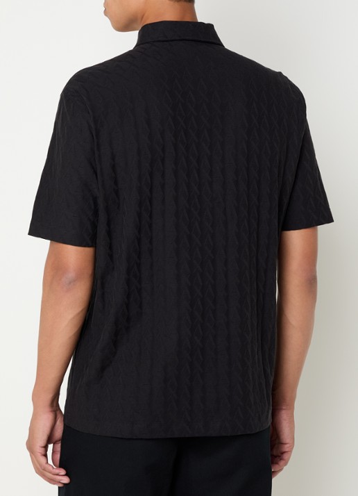 Armani Regular fit polo met logoborduring - achterkant zwart