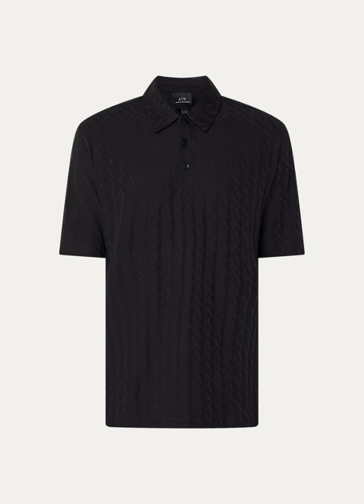 Armani Regular fit polo met logoborduring - voorkant 2 zwart