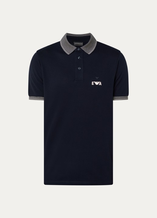 Armani Regular fit polo met logoborduring - voorkant 3 donkerblauw