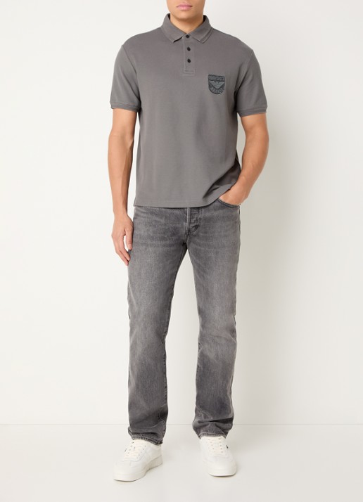 Armani Regular fit polo met logoborduring - voorkant 3 rood