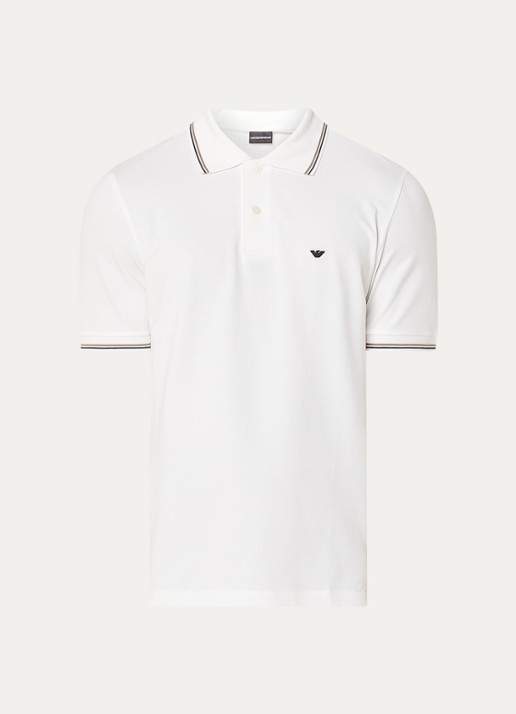 Armani Regular fit polo met logoborduring - voorkant 3 wit
