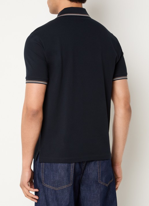 Armani Regular fit polo met logoborduring - achterkant 4 donkerblauw