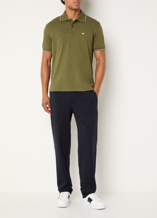 Armani Regular fit polo met logoborduring - voorkant 2 bronsgroen