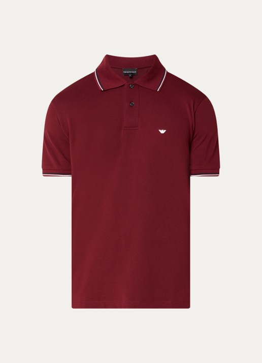 Armani Regular fit polo met logoborduring - voorkant bordeauxrood
