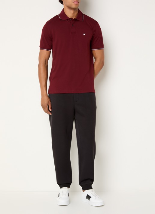 Armani Regular fit polo met logoborduring - voorkant 2 bordeauxrood