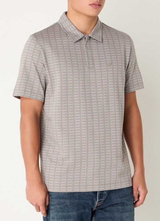 Armani Regular fit polo met logoborduring - detail donkerbeige