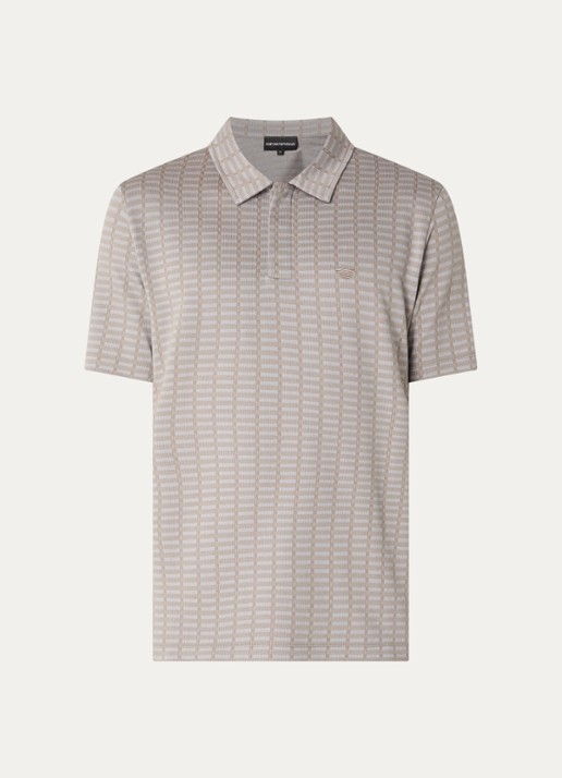 Armani Regular fit polo met logoborduring - voorkant 2 donkerbeige