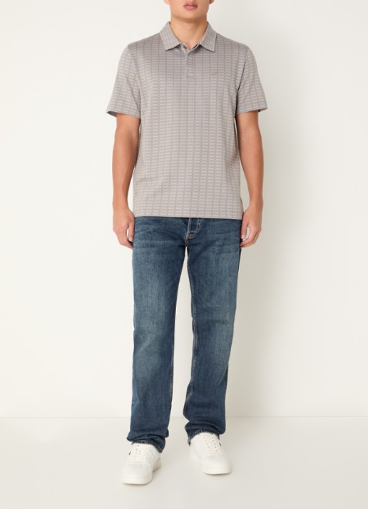 Armani Regular fit polo met logoborduring - voorkant 3 donkerbeige