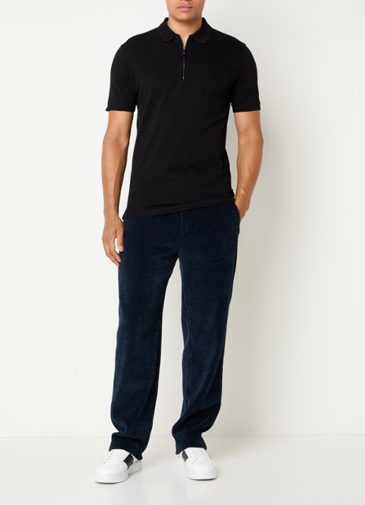 Armani Regular fit polo met logoborduring - voorkant 2 zwart