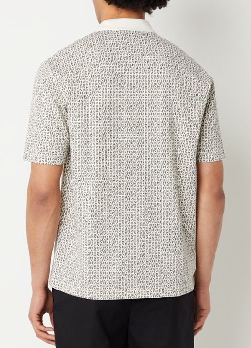 Armani Regular fit polo met logoprint - achterkant ivoor