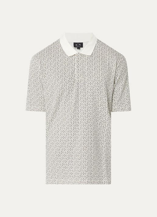 Armani Regular fit polo met logoprint - voorkant 3 ivoor