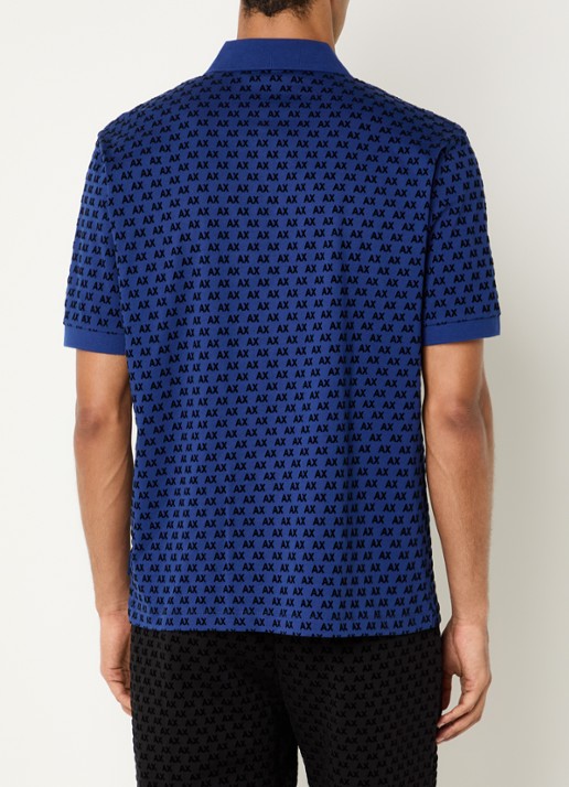 Armani Regular fit polo met logoprint - achterkant kobaltblauw