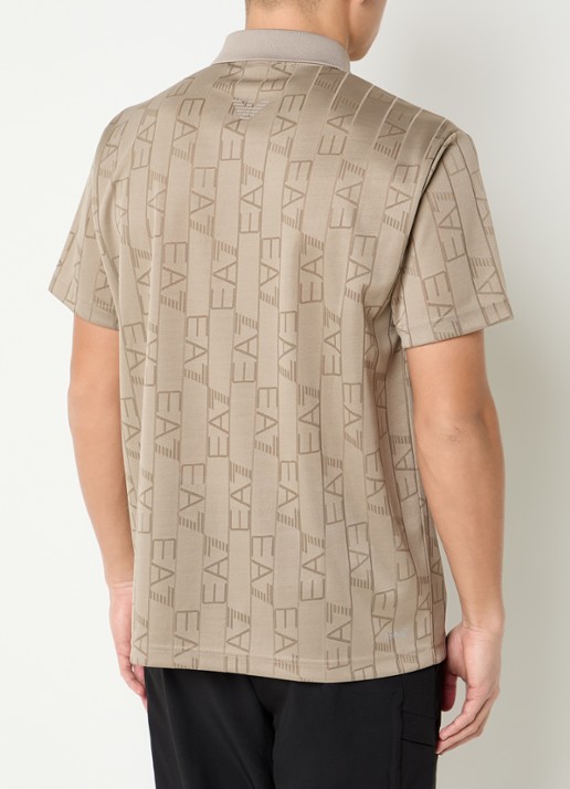 Armani Regular fit polo met logoprint - achterkant donkerbeige