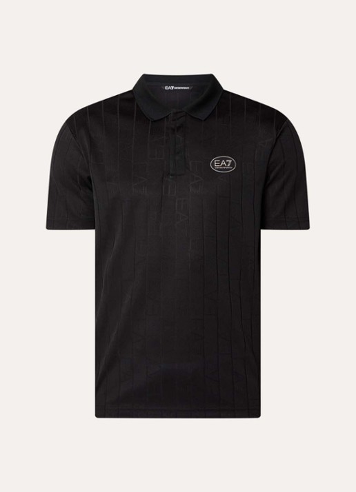 Armani Regular fit polo met logoprint - voorkant fancy black logo / zwart