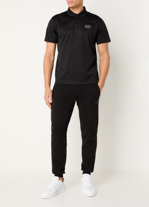 Armani Regular fit polo met logoprint - voorkant 2 fancy black logo / zwart