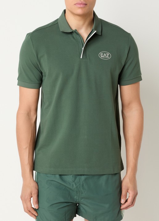Armani Regular fit polo met logoprint - detail 2 groen
