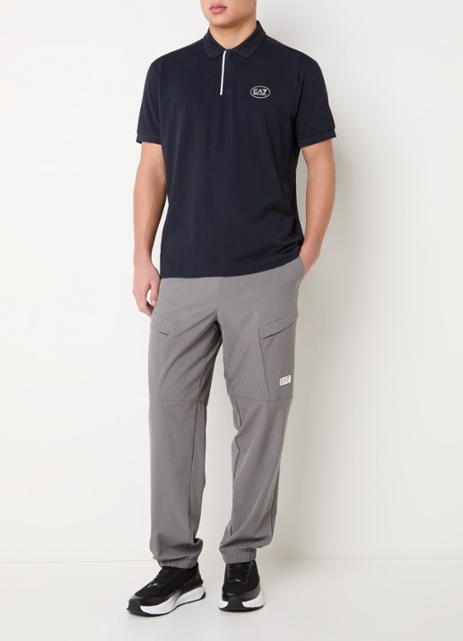 Armani Regular fit polo met logoprint - voorkant 2 zwart