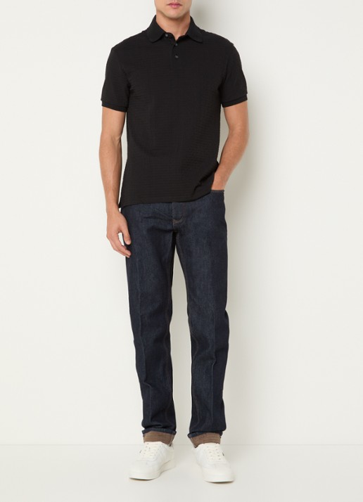 Armani Regular fit polo met logoprint - voorkant 4 zwart