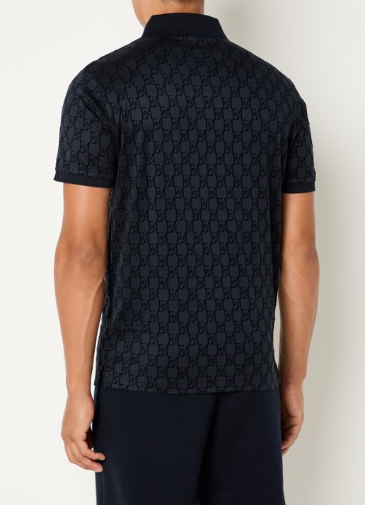 Armani Regular fit polo met logoprint - achterkant 3 donkerblauw
