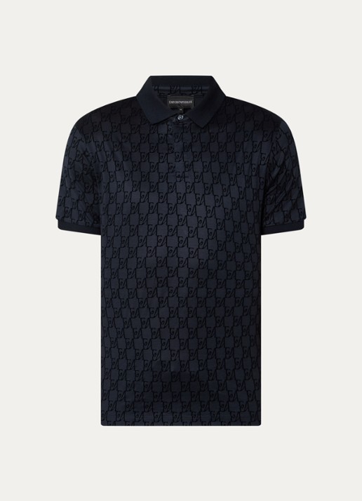 Armani Regular fit polo met logoprint - voorkant donkerblauw