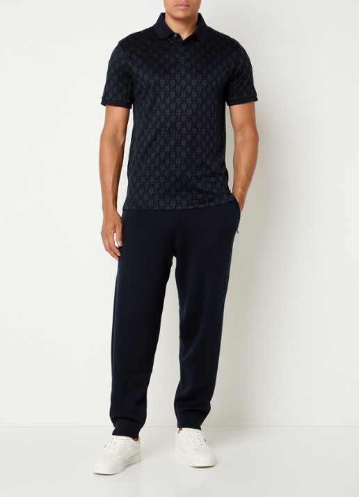 Armani Regular fit polo met logoprint - voorkant 2 donkerblauw