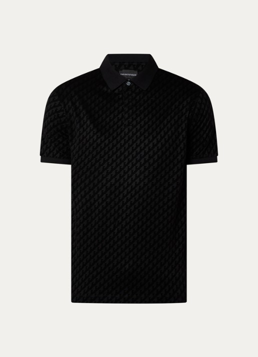 Armani Regular fit polo met logoprint - voorkant 2 zwart