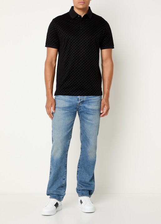 Armani Regular fit polo met logoprint - voorkant 3 zwart