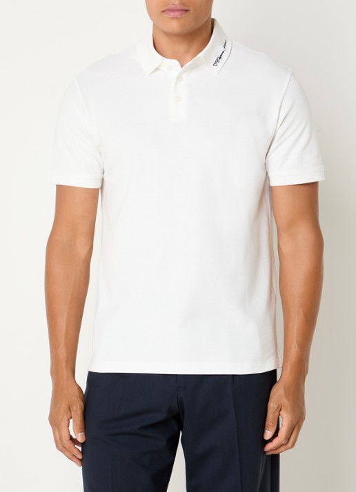 Armani Regular fit polo met stretch - detail 3 wit