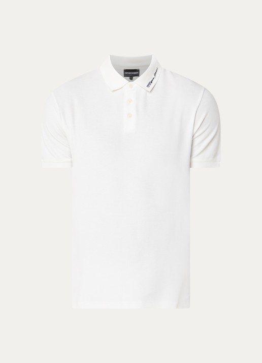 Armani Regular fit polo met stretch - voorkant wit