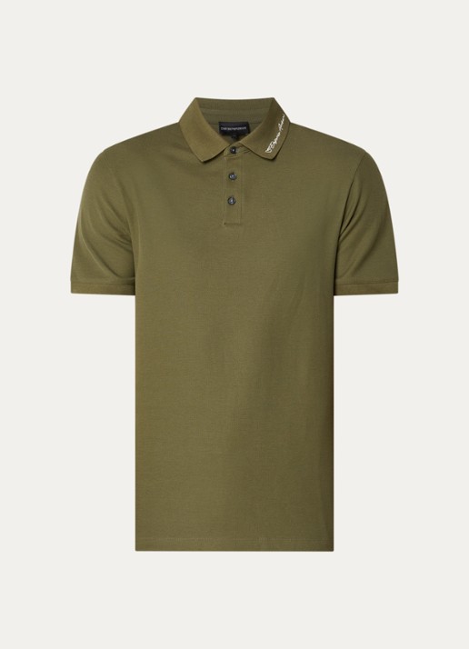 Armani Regular fit polo met stretch - voorkant bronsgroen