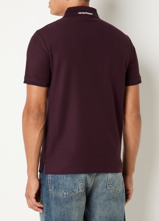 Armani Regular fit polo met stretch - achterkant 4 bordeauxrood