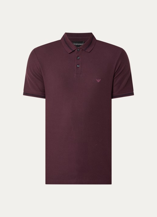 Armani Regular fit polo met stretch - voorkant bordeauxrood
